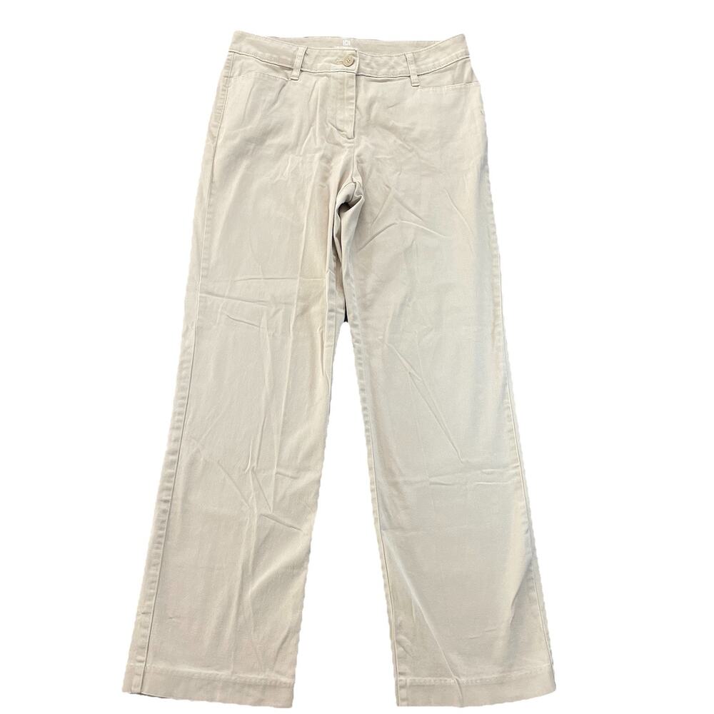 Liz Claiborne Chino Pants Womens 8 Beige Khaki Straight Wide Leg Stretch 33x30